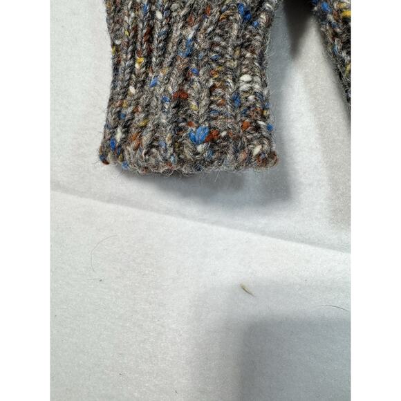 Vintage Irish Wool Fisherman Sweater 4 Diamond Pattern Grey And Multi - Picture 3 of 5